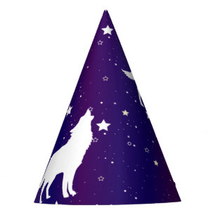 Wolf Silhouette Starry Night Galaxy Lover Universe Party Hat