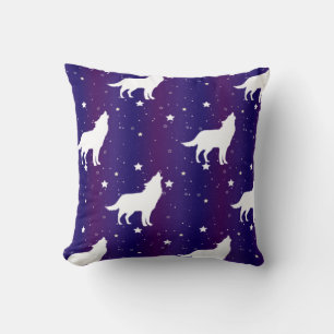 Wolf Silhouette Starry Night Galaxy Lover Universe Throw Pillow