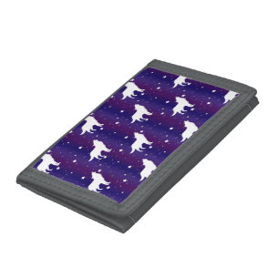 Wolf Silhouette Starry Night Galaxy Lover Universe Tri-fold Wallet