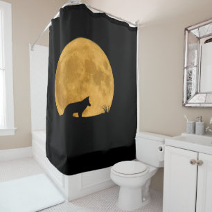 Wolf Silhouetted in Bright Moon Shower Curtain