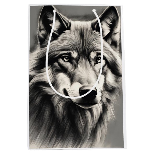 Wolf Sketch Medium Gift Bag (Front)