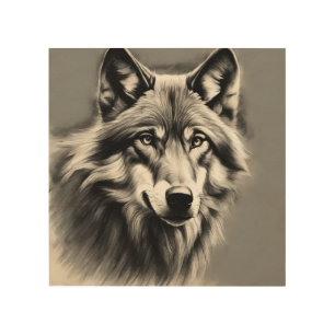 Wolf Sketch Wood Wall Art