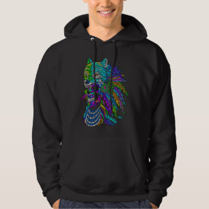 Wolf Skull Huichol Sugar Skull Calavera Mexican AR Hoodie