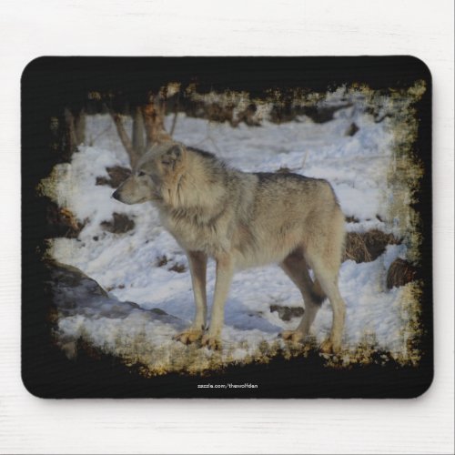 Wolf  Snow Wolf_Lover Wild Animal Alpha Male Mouse Pad