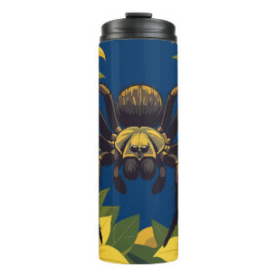 Wolf Spider Surrounded By Yellow Jasmine Flowers Thermal Tumbler