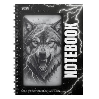 Wolf Spiral Notebook – Gothic Lightning Aesthetic