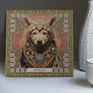 Wolf Spirit Animal Carpetpunk Altarpiece Happycore Ceramic Tile