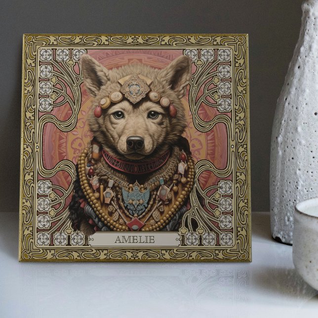 Wolf Spirit Animal Carpetpunk Altarpiece Happycore Ceramic Tile (Creator Uploaded)