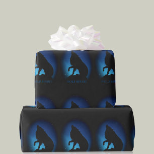 Wolf spirit fenrir wolves black blue gift wrap