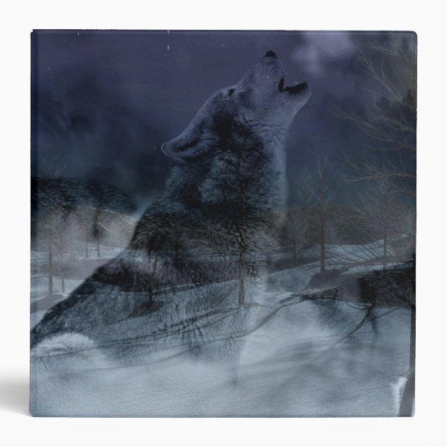 Wolf Spirit Moon Night 3 Ring Binder (Front)