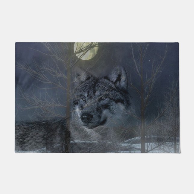 Wolf Spirit Moon Night Doormat (Front)
