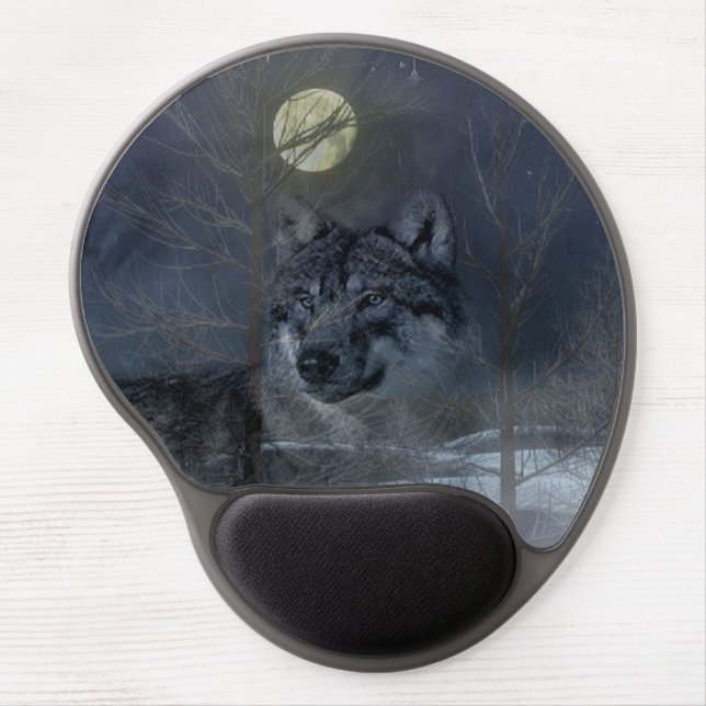 Wolf Spirit Moon Night Gel Mouse Pad (Front)