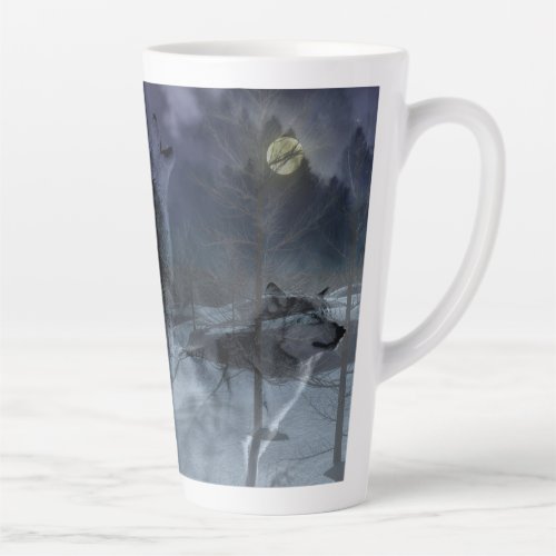 Wolf Spirit Moon Night Latte Mug