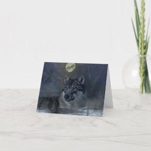 Wolf Spirit Moon Night Letterpress Thank You Card