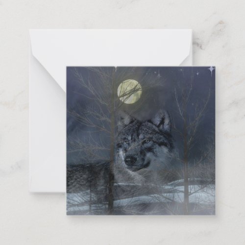Wolf Spirit Moon Night Note Card