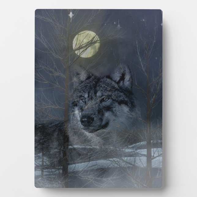 Wolf Spirit Moon Night Plaque (Front)