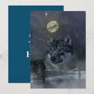 Wolf Spirit Moon Night Thank You Card