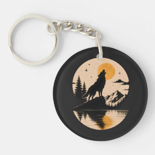 Wolf Spirit Under the Moon Keychain