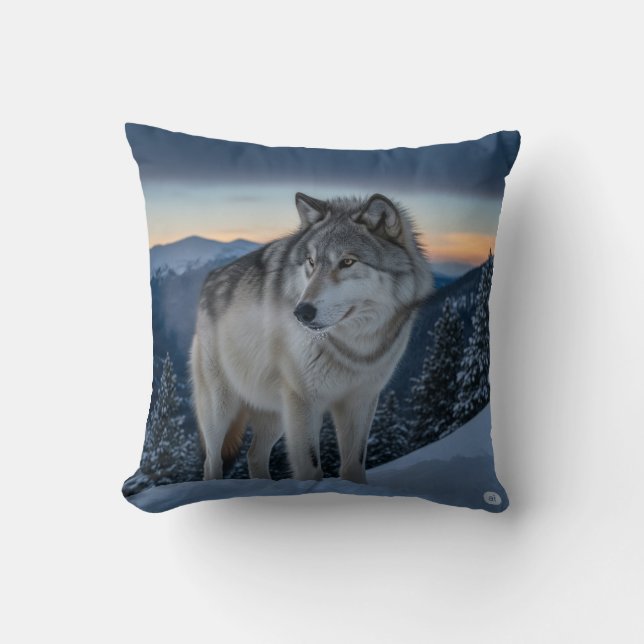 Wolf Spirit – Wild Nature Graphic T-Shirt Throw Pillow (Front)