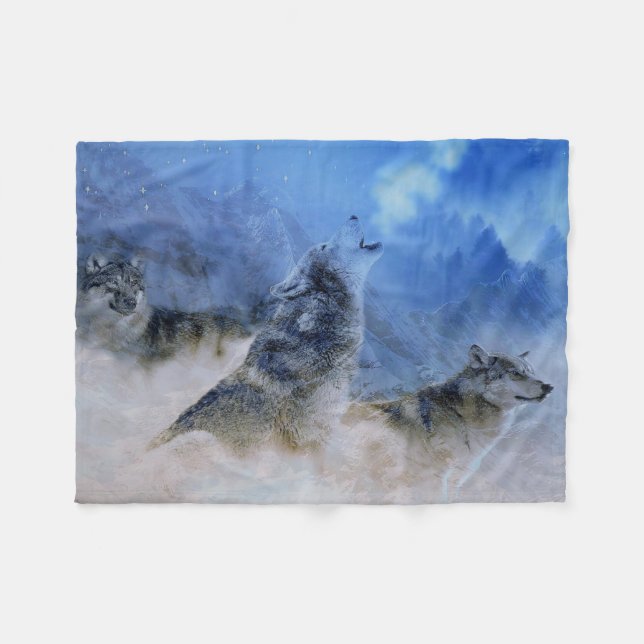 Wolf Spirits Fleece Blanket (Front (Horizontal))