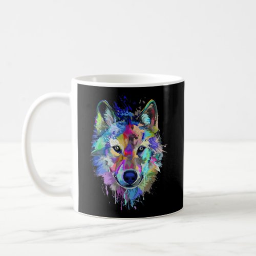 Wolf Splash Animal Face Wolf Coffee Mug