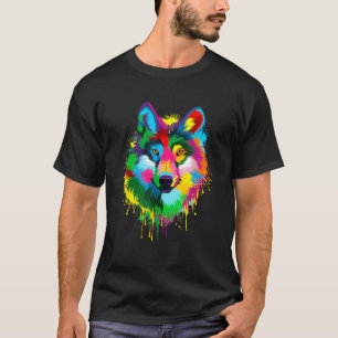 Wolf Splash Artwork Hunter Wildlife Animal Lover T-Shirt
