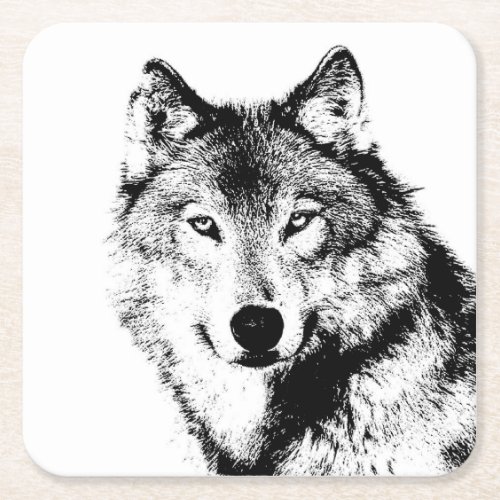 Wolf Square Paper Coaster