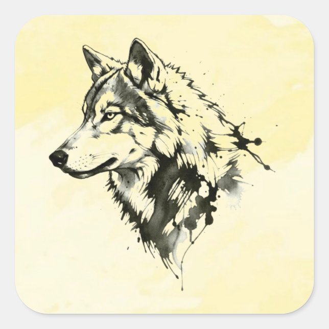 Wolf Square Sticker (Front)