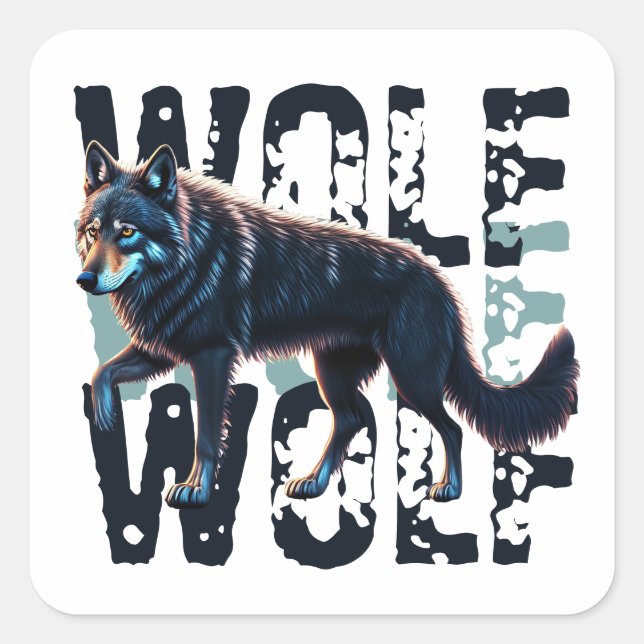 WOLF  SQUARE STICKER (Front)