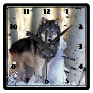 Wolf Square Wall Clock