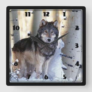 Wolf Square Wall Clock