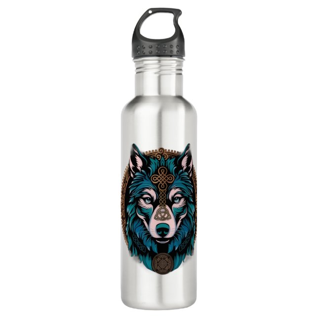 Wolf Stainless Steel Water Bottle (Front)