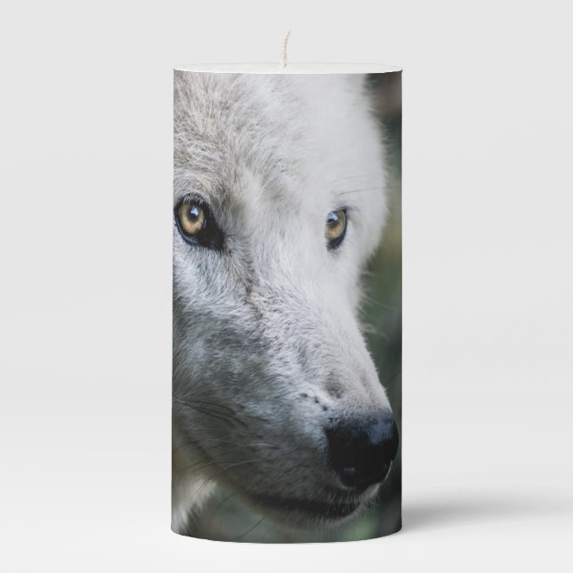 Wolf Stare Pillar Candle (Front)