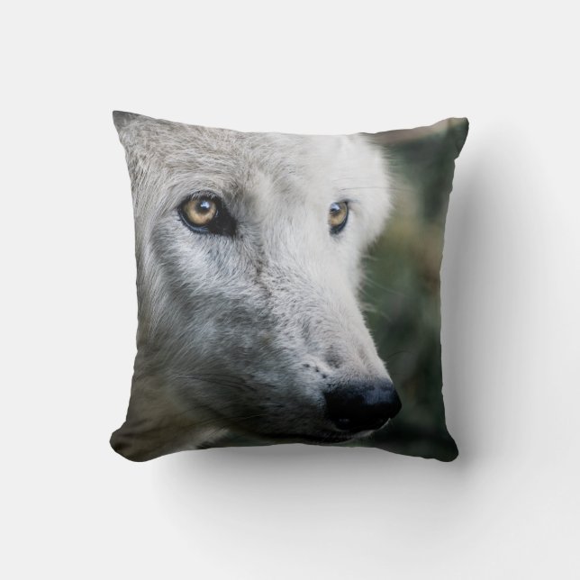 Wolf Stare Throw Pillow (Front)