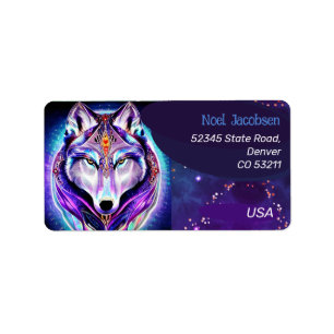 Wolf sunburst neon style custom name  label