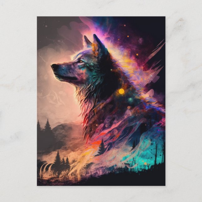 Wolf Surreal Fantasy Postcard (Front)