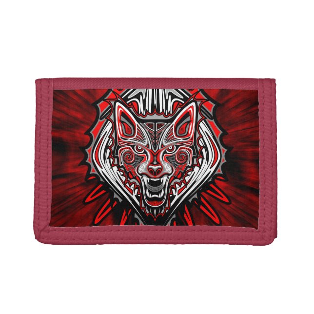 Wolf Tattoo Style Haida Art Nylon Wallet (Front)