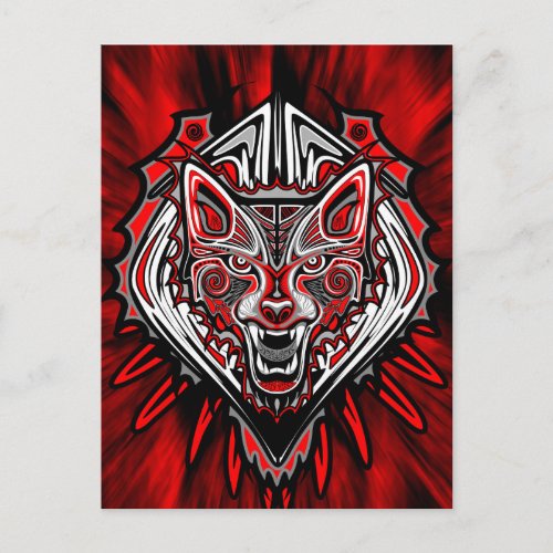 Wolf Tattoo Style Haida Art Postcard