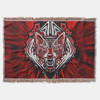 Wolf Tattoo Style Haida Art Throw Blanket
