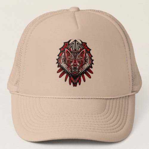 Wolf Tattoo Style Haida Art Trucker Hat