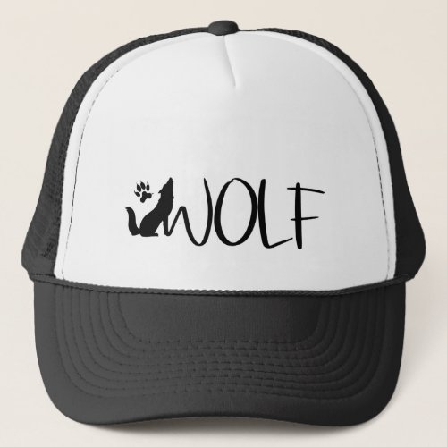 Wolf Text Animal Track Graphic art Trucker Hat