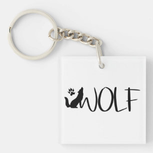 Wolf Text Graphic Logo Keychain