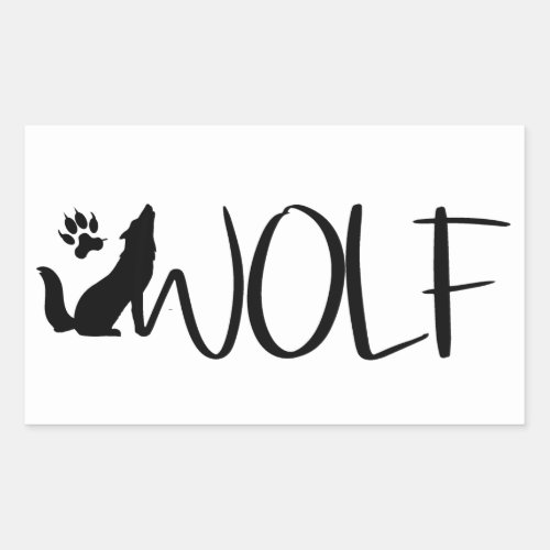 Wolf Text Graphic Logo  Rectangular Sticker