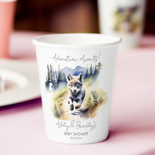 Wolf themed adventure awaits baby shower tableware paper cups