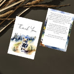 Wolf themed adventure awaits baby shower thank you card<br><div class="desc">Wolf themed Adventure awaits cute wolf cub running down the hill baby shower thank you card,  Alaskan wilderness watercolor,  woodlands baby shower,  little wild one,  National Park themed baby shower thank you card</div>