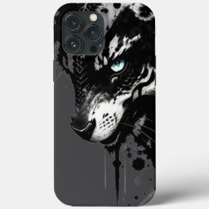 Wolf-themed phone case A fierce black and white de