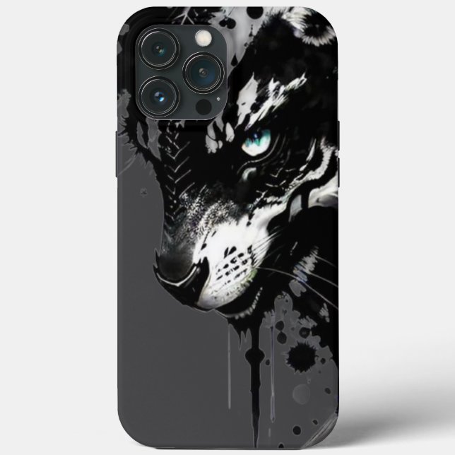 Wolf-themed phone case A fierce black and white de (Back)