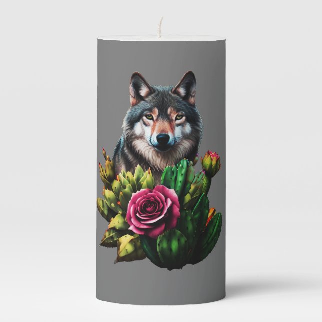 Wolf Three Pillar Candle (Front)