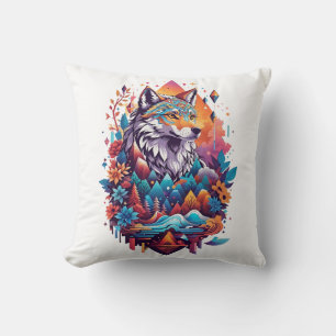 wolf throw pillow