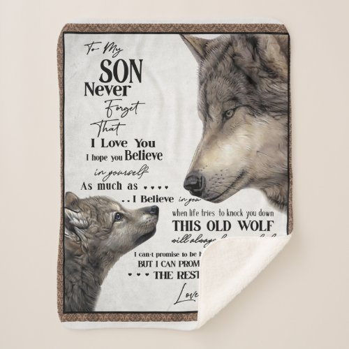 Wolf To My Son Never Forget Love Your Dad Gift Sherpa Blanket